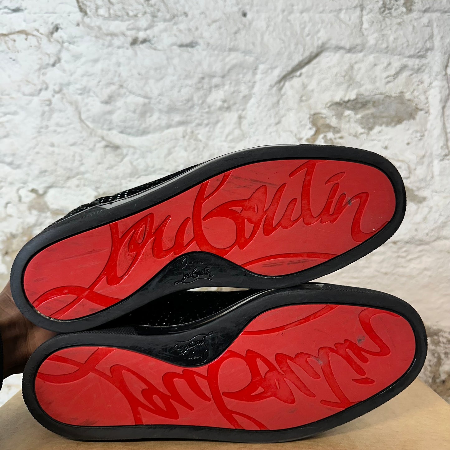 Christian Louboutin High Black Suede Rhinestone Sneaker Sz 9 (42)