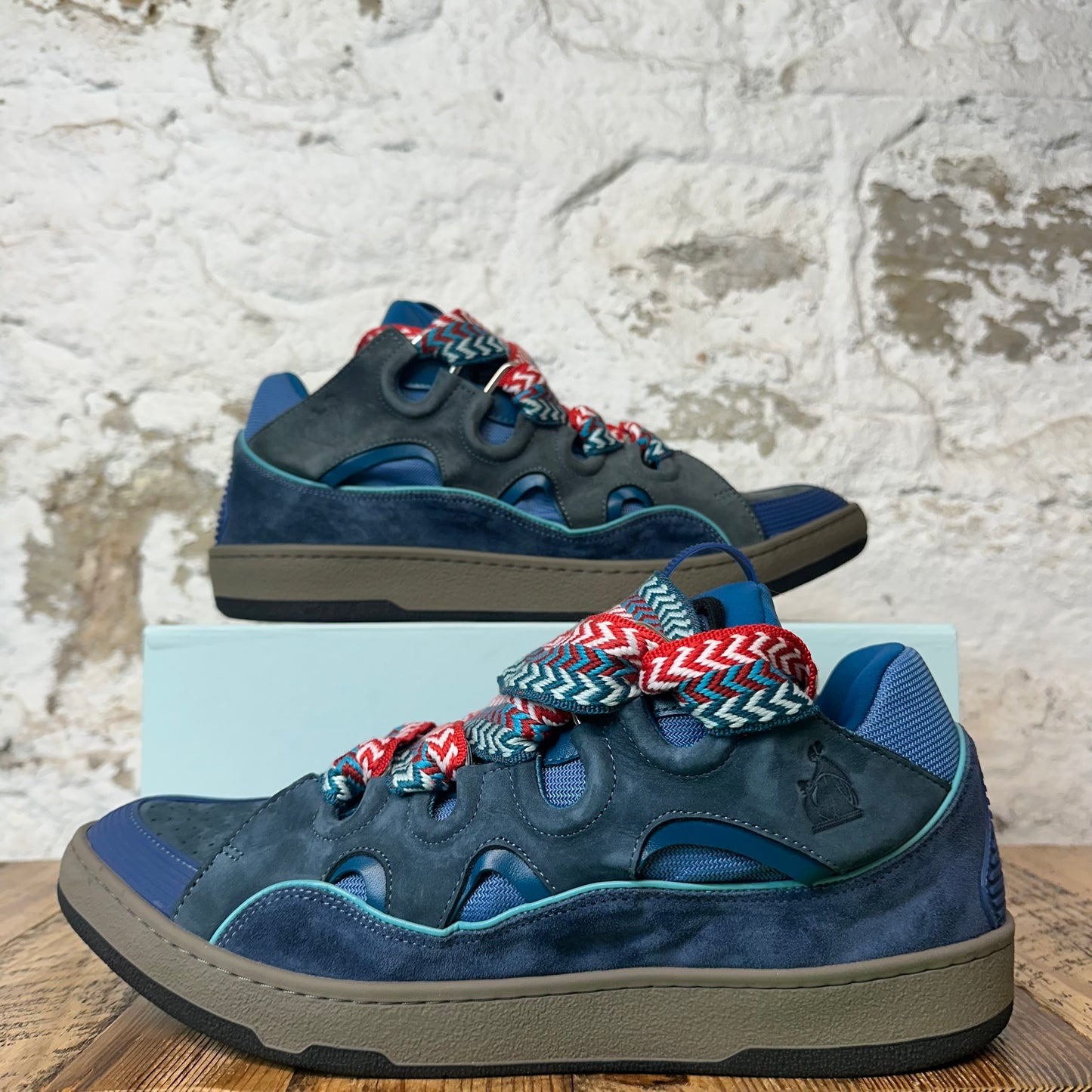 Lanvin Curb Multicolor Lace Navy Sneaker