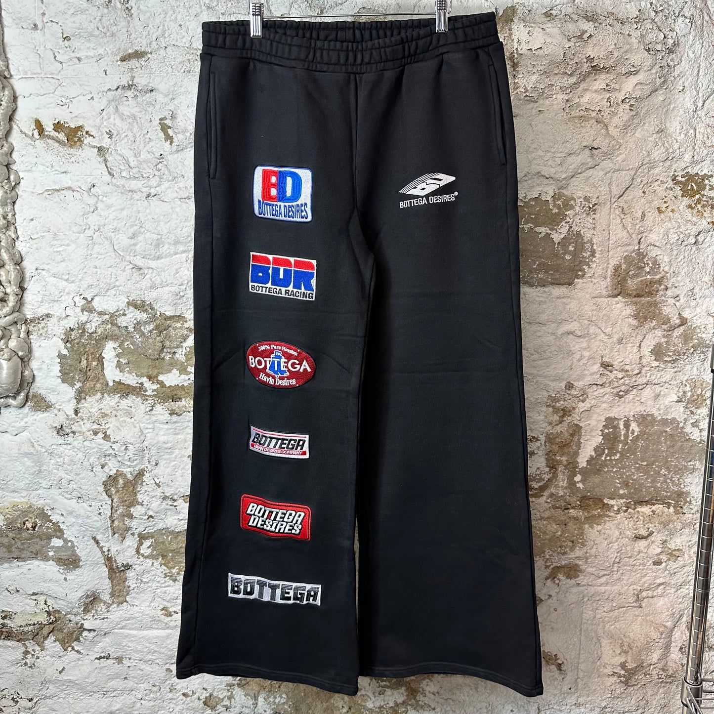 Bottega Desires Logos Black Sweatpants Sz L