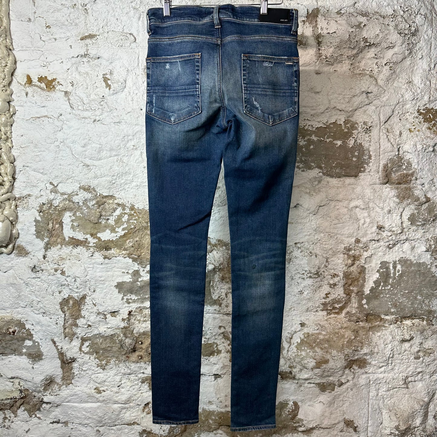 Amiri MX1 Blue Plaid Flannel Dark Blue Denim Jeans Sz 30