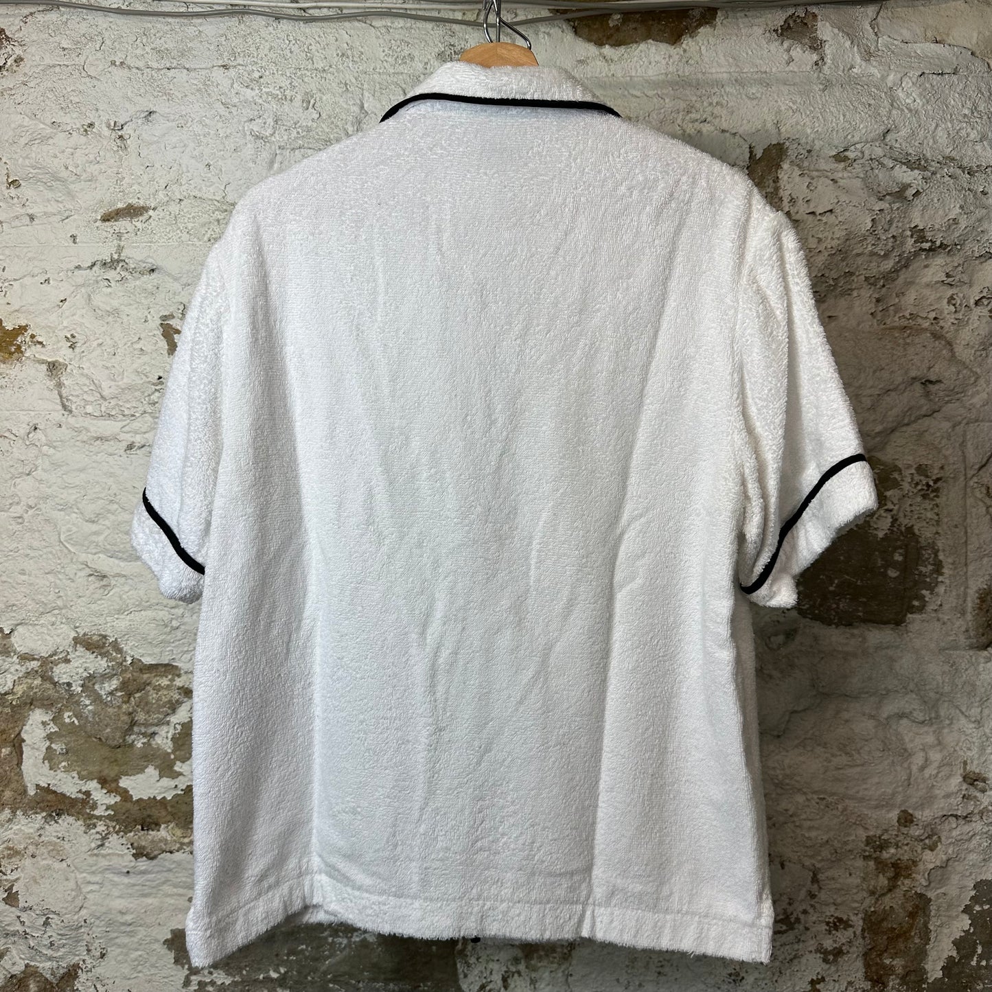 Prada Terry Cloth Bowling White Button Up Shirt Sz S