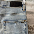 Amiri Knee Rip Shotgun Blue Denim Jeans Sz 29