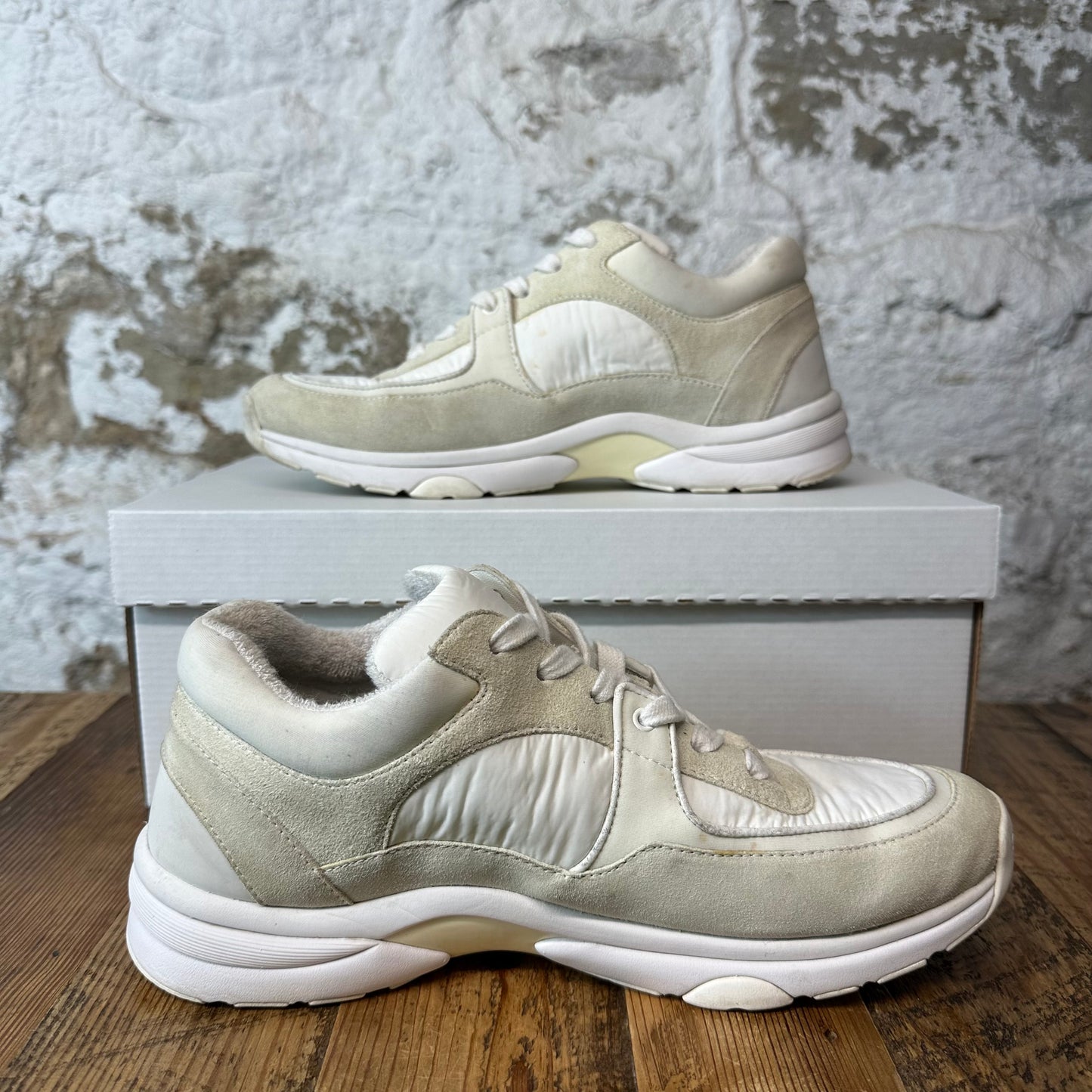 Chanel CC Cream White Trainer Sz 7.5 (40.5) No Box