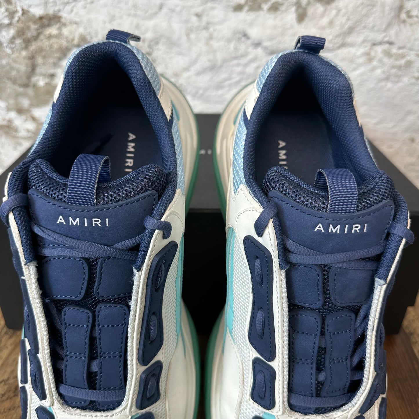 Amiri Navy Bone Runner White Teal Sneaker Sz 13 (46)
