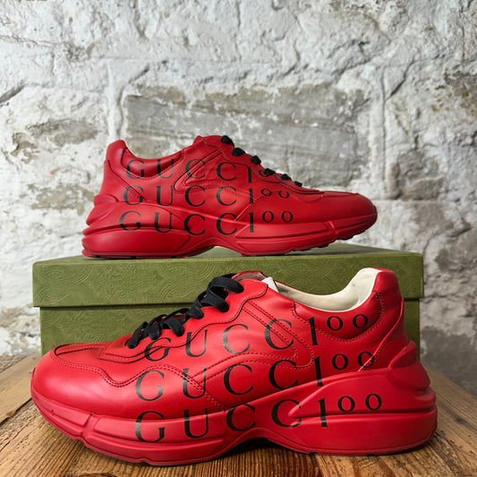 Gucci Rhyton Red Black 100 Sneaker Sz 11