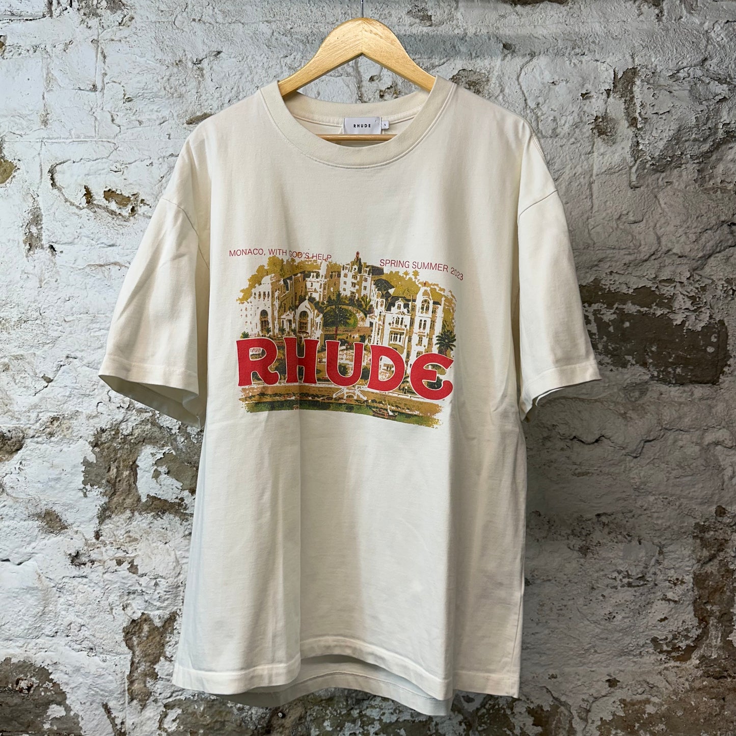 Rhude Monaco City T-shirt Cream Sz L