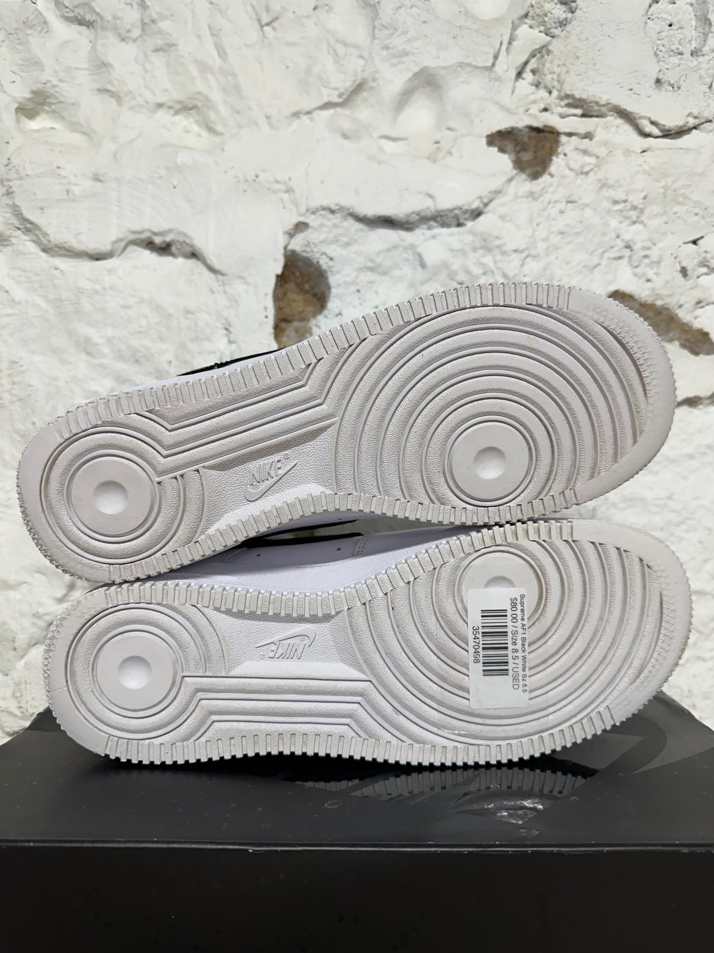 Nike Air Force 1 Low Supreme Black White Sz 8.5