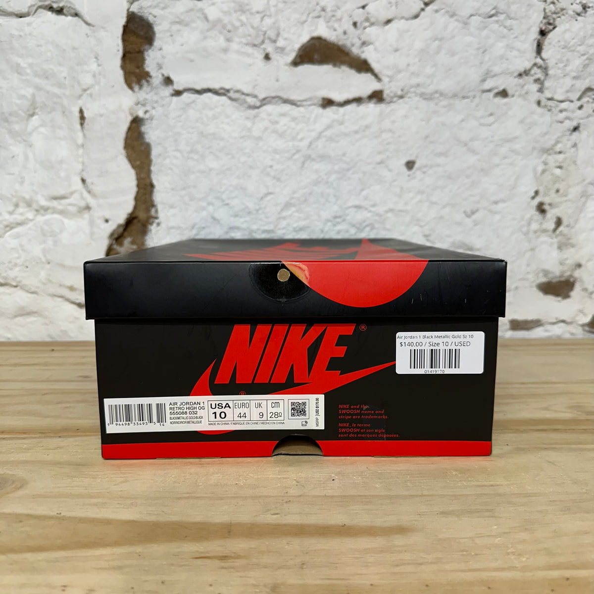 Air Jordan 1 High Black Metallic Gold Sz 10