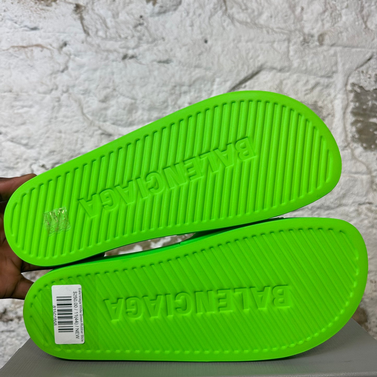 Balenciaga White Green Rubber Slide