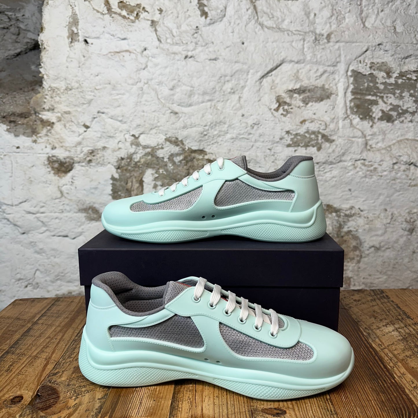 Prada Americas Cup Mint Green Rubber Sneaker Sz 12 (45) DS