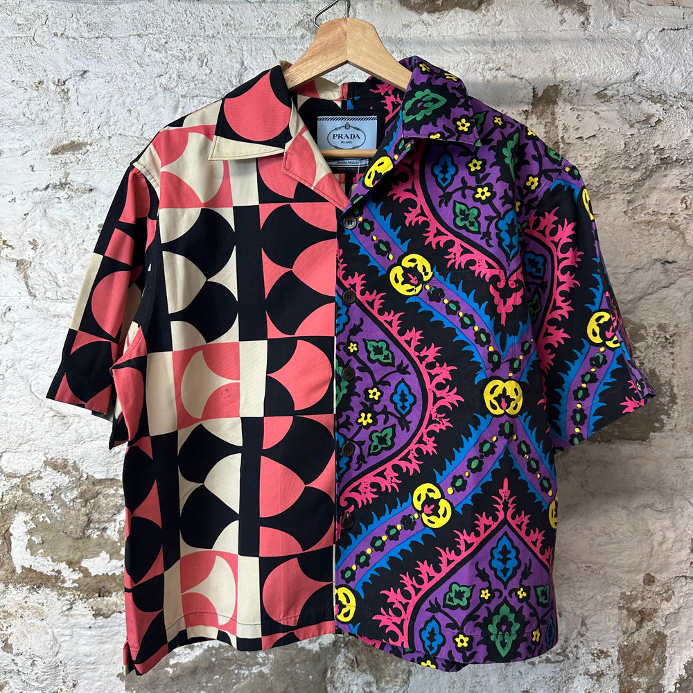 Prada Double Match Floral Button Up Shirt Sz M