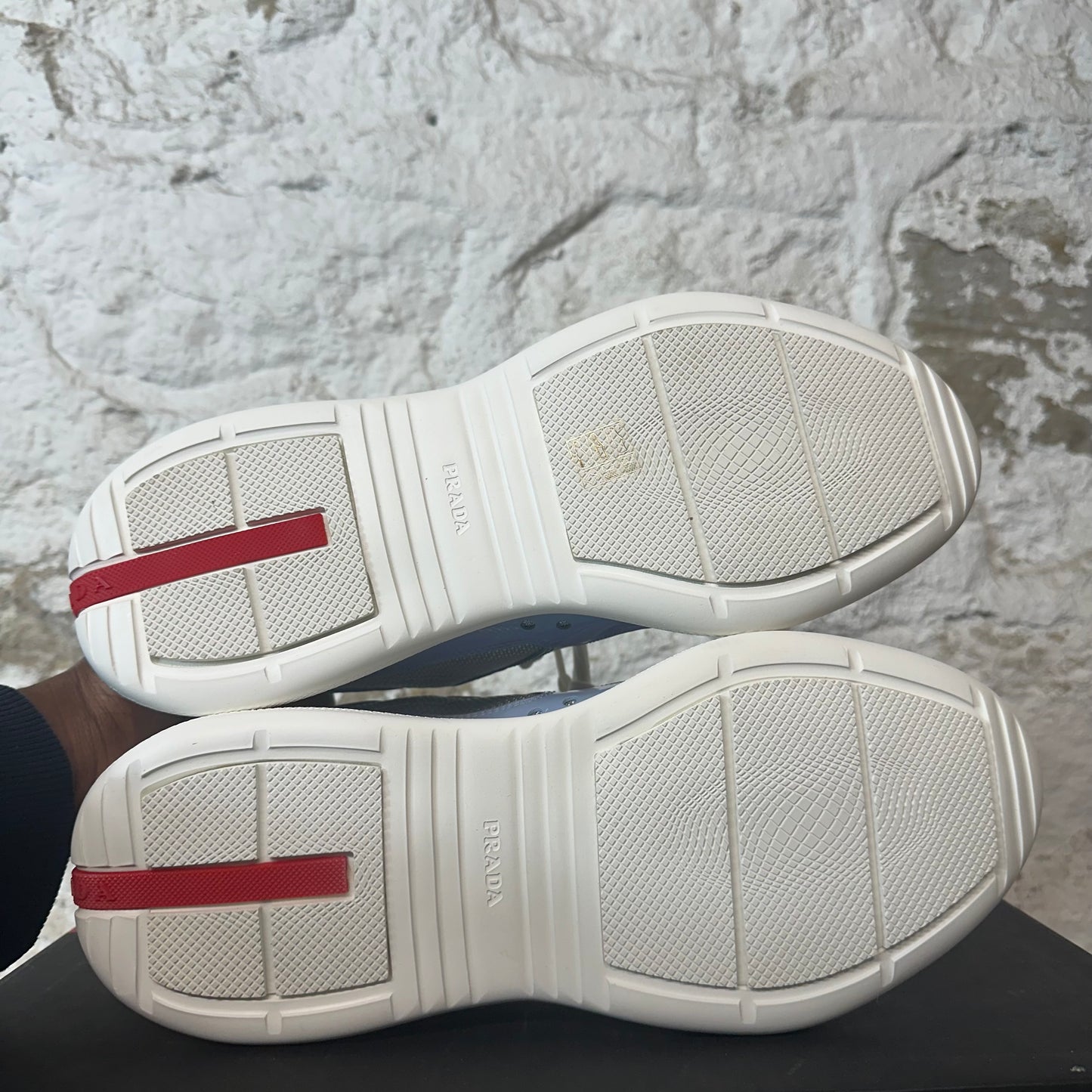 Prada Americas Cup Astrale Argento Patent Sneaker Sz 8.5 DS