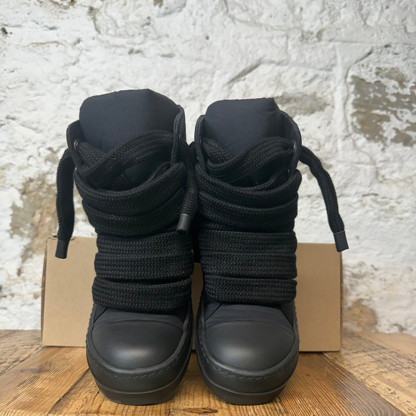 Rick Owens High Jumbo Lace Puffer Sneaker Black Sz 4.5 (36.5)