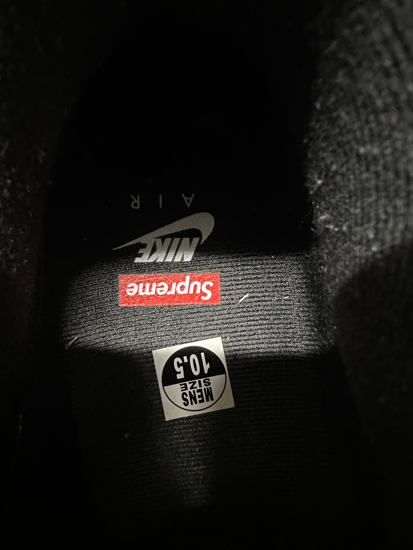 Nike Air Force 1 Low Supreme Black White Sz 10.5