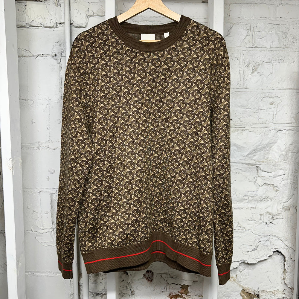 Burberry TB AOP Sweater Brown Sz M
