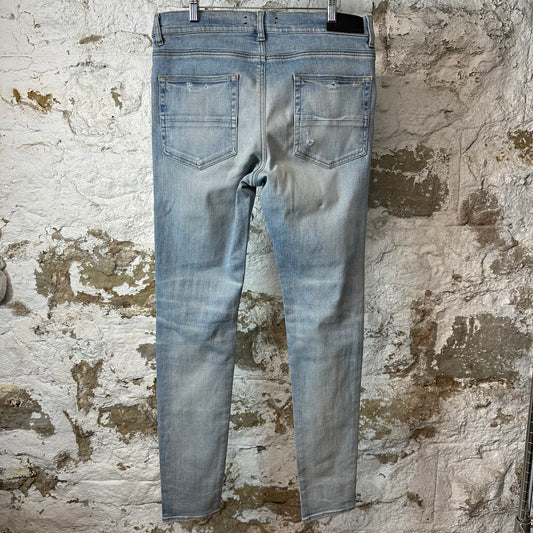 Amiri Multicolor Paisley Patches Blue Denim Jeans Sz 34