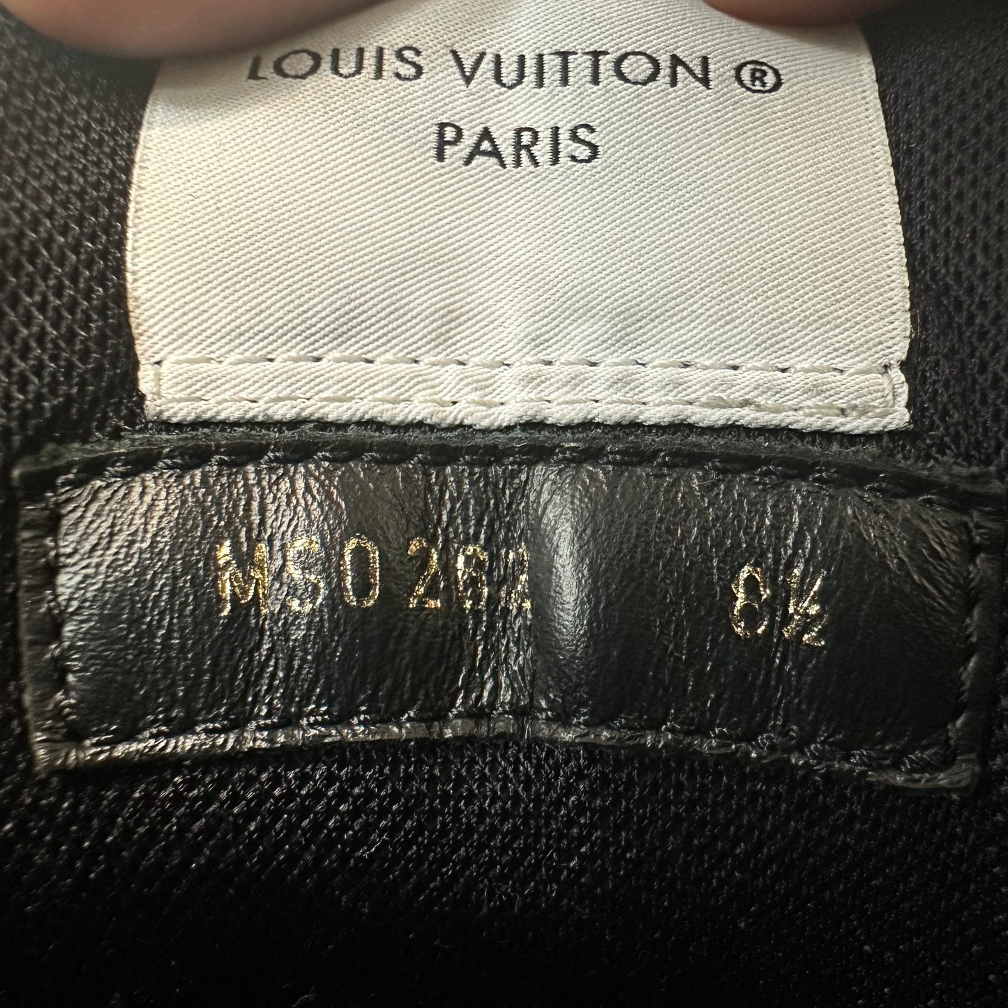 Louis Vuitton Black White Strap Trainer Sneaker Sz 10 (8.5LV) No Box