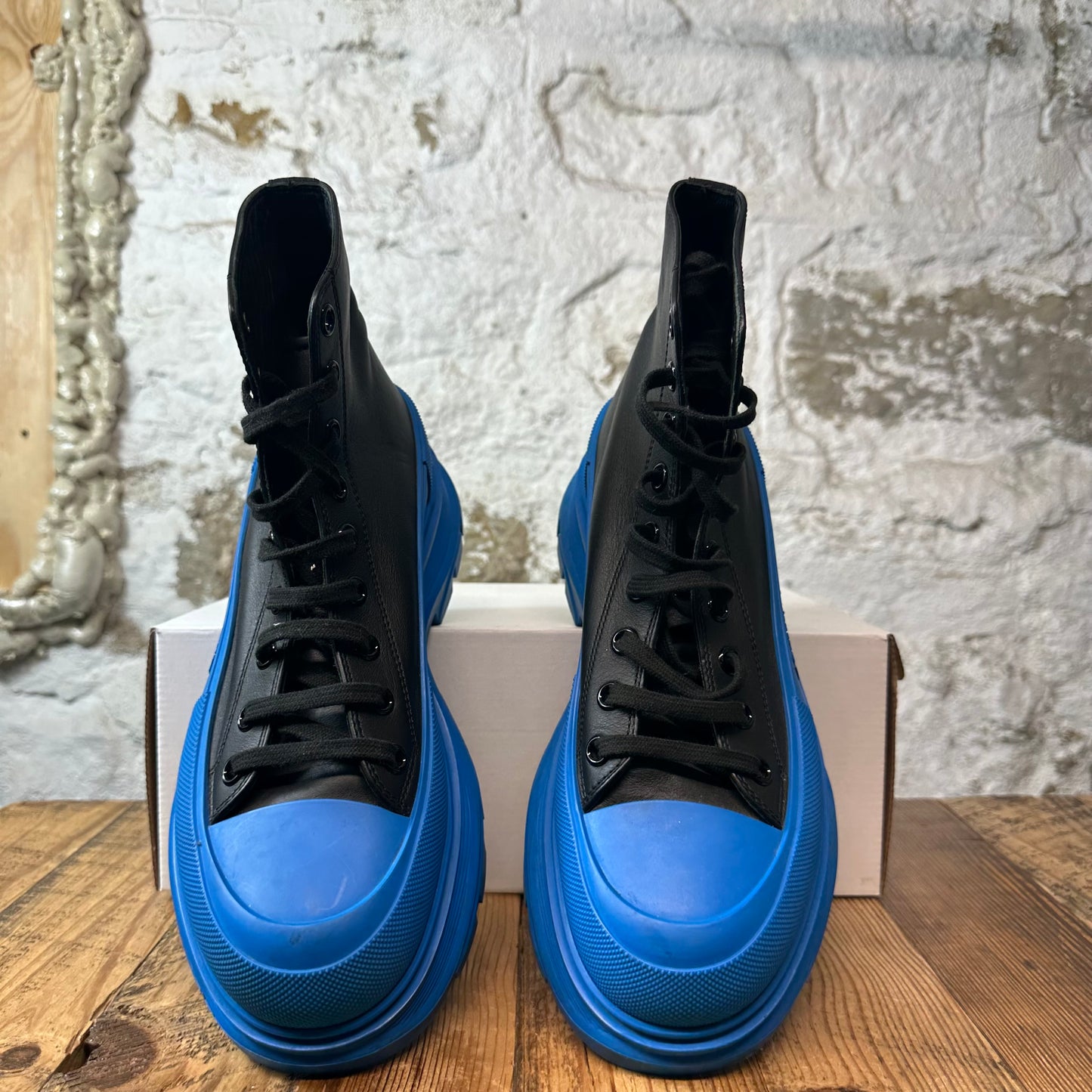 Alexander McQueen Black Blue Tread Boot Sz 9.5 (42.5)