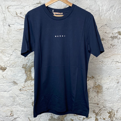 Marni White Spellout Navy T-shirt Sz (48) DS