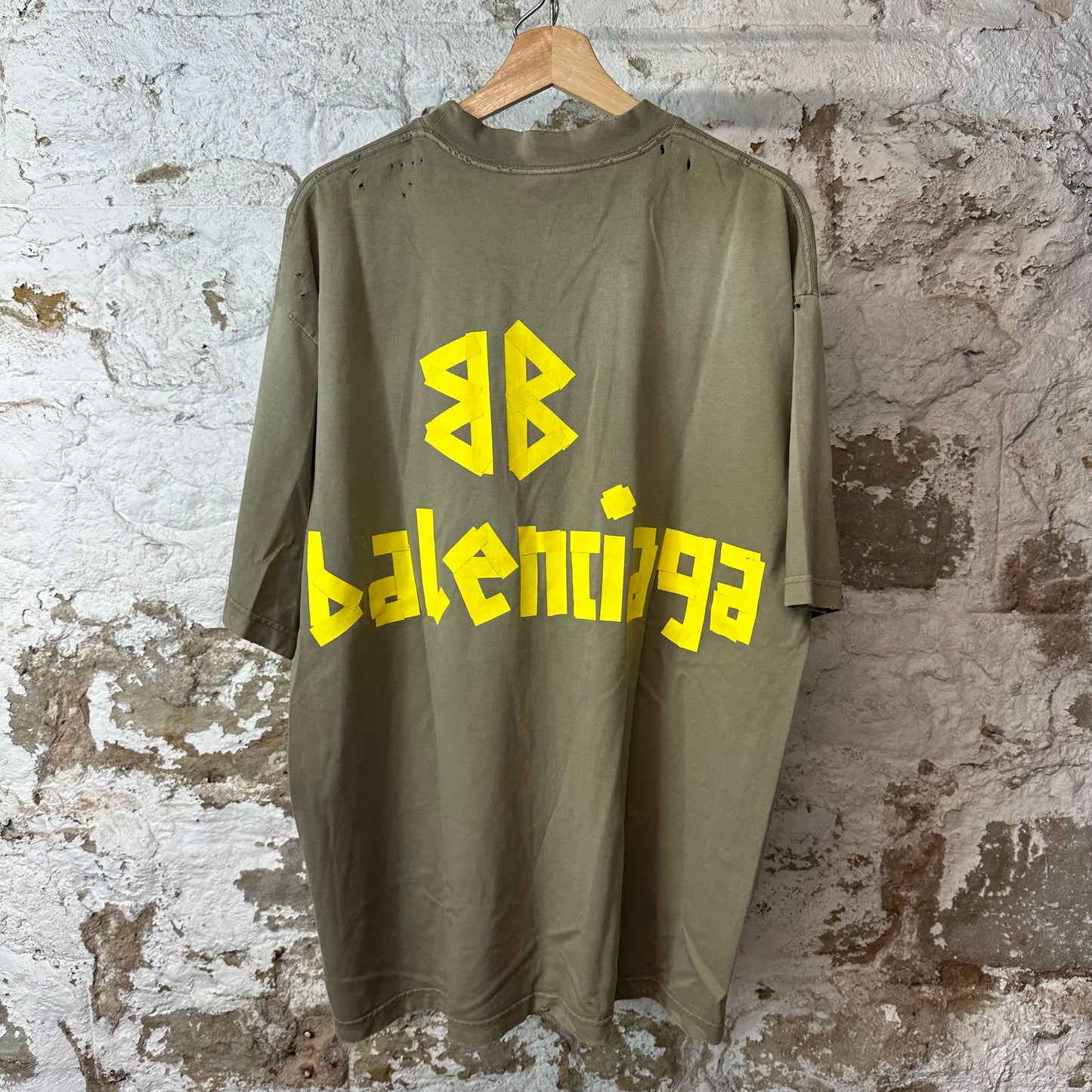 Balenciaga Tape Olive Green T-Shirt Sz L