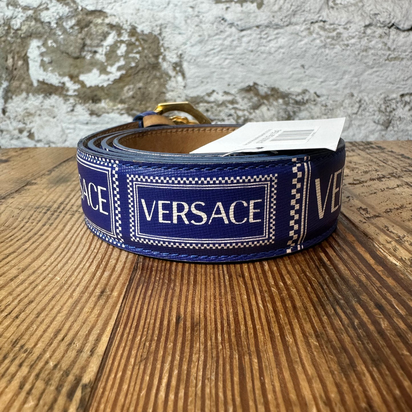 Versace Medusa White Blue Belt Sz (105/42)