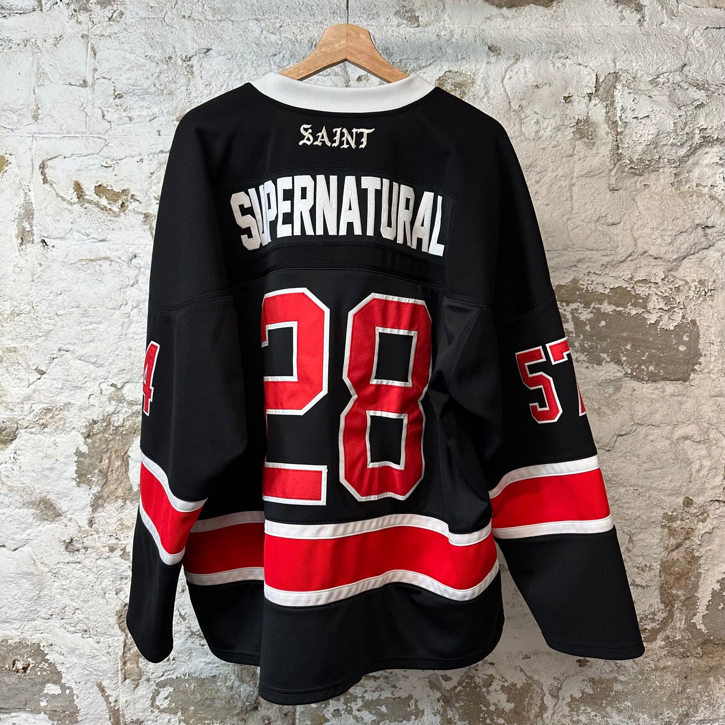 Saint Michael Supernatural Black White Red Jersey Sz OSFA