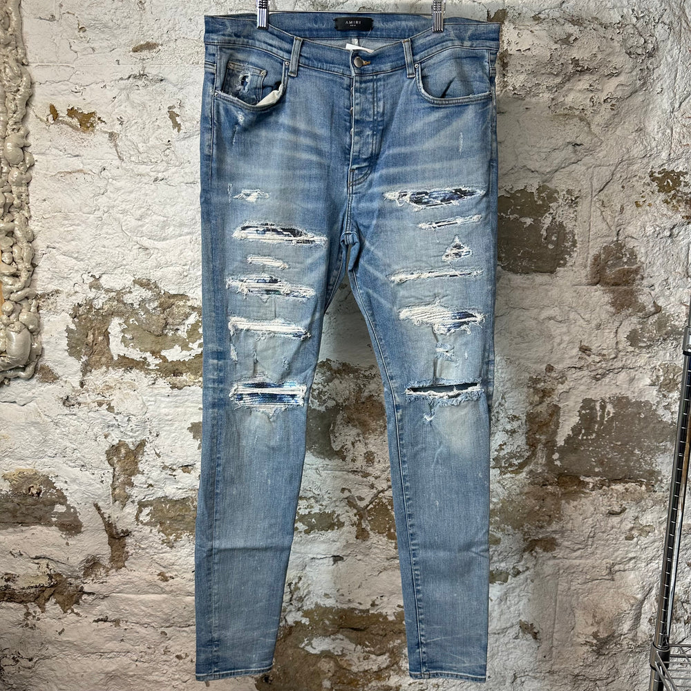 Amiri MX1 Blue Tie Dye Blue Denim Jeans Sz 38