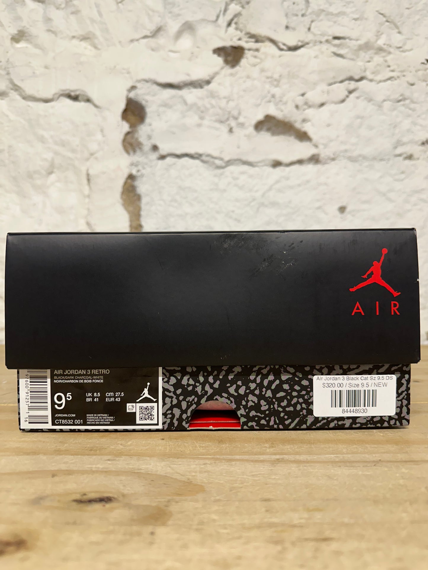 Air Jordan 3 Black Cat Sz 9.5 DS