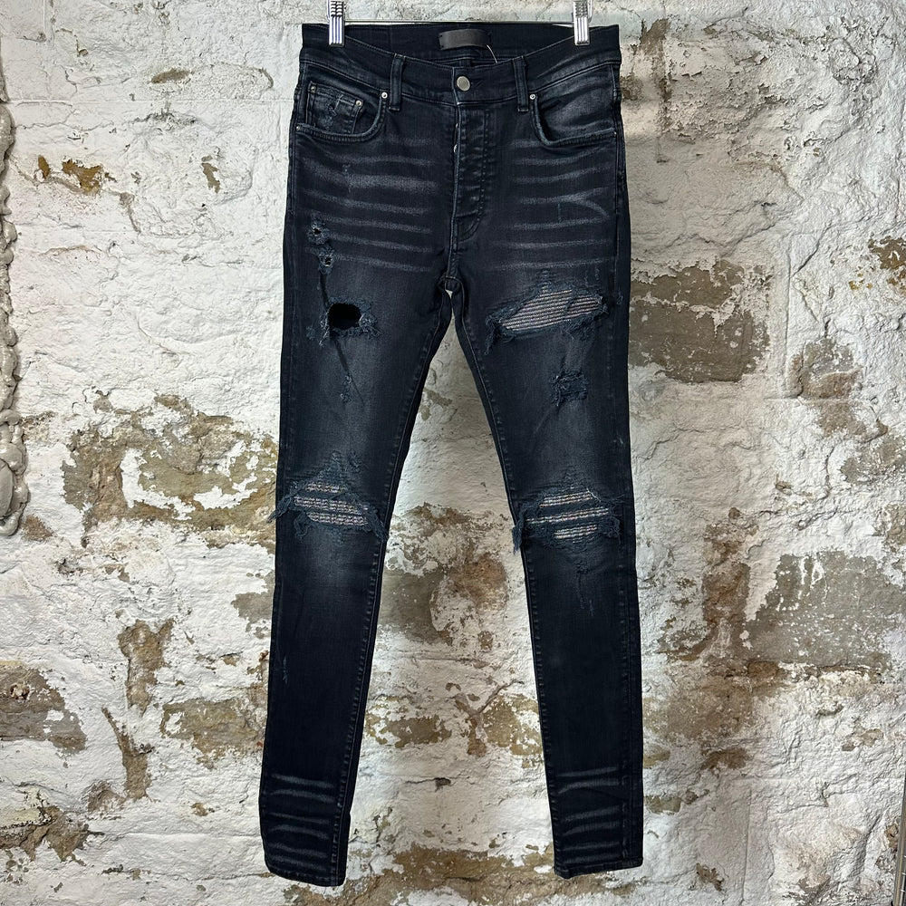 Amiri MX1 Crystal Patch Black Denim Jeans Sz 29