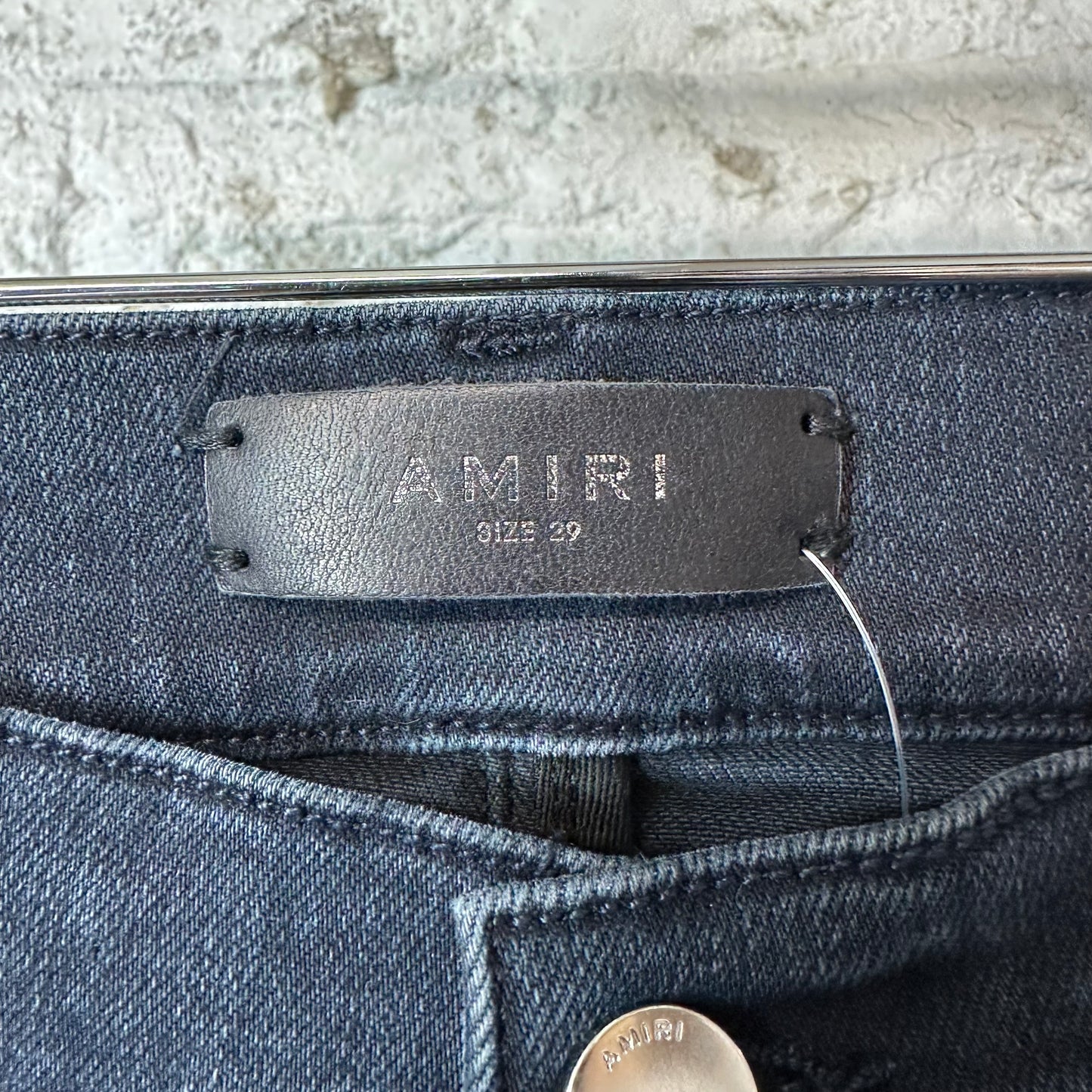 Amiri MX1 Red Suede Faded Black Denim Jeans Sz 29