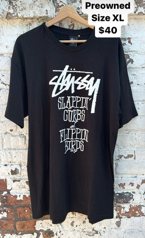Stussy Slappin Curbs Black T-Shirt Sz XL