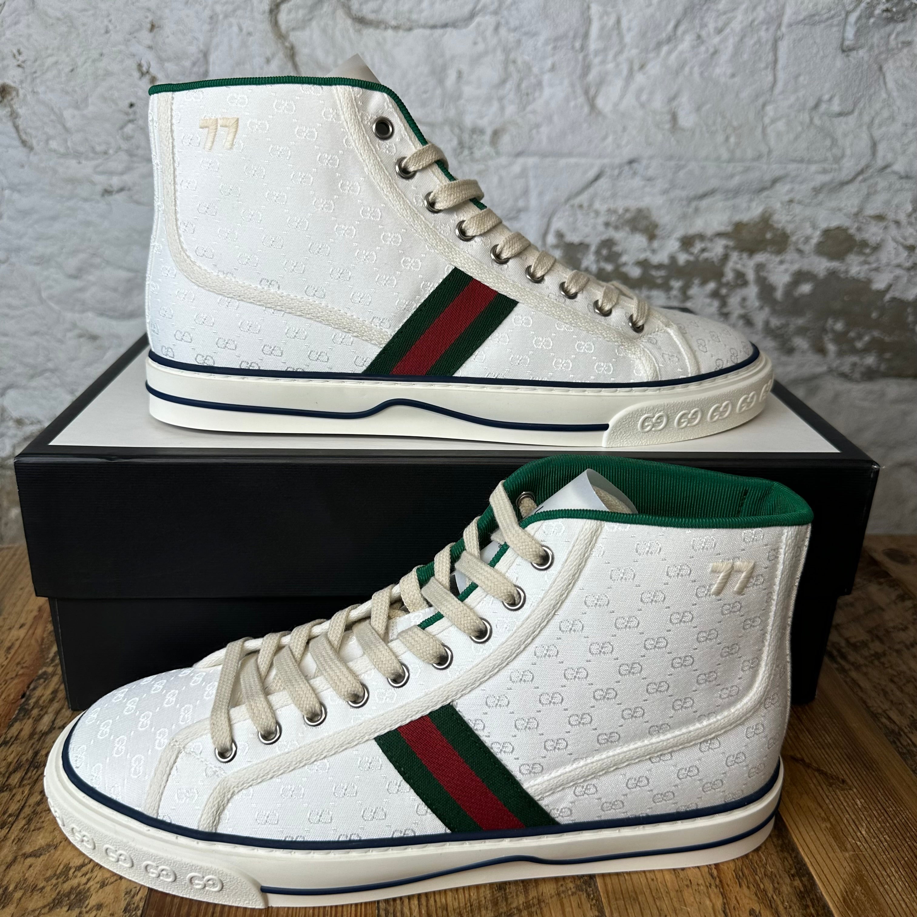 Gucci GG White Monogram High Top Sneaker Sz 9.5 DS