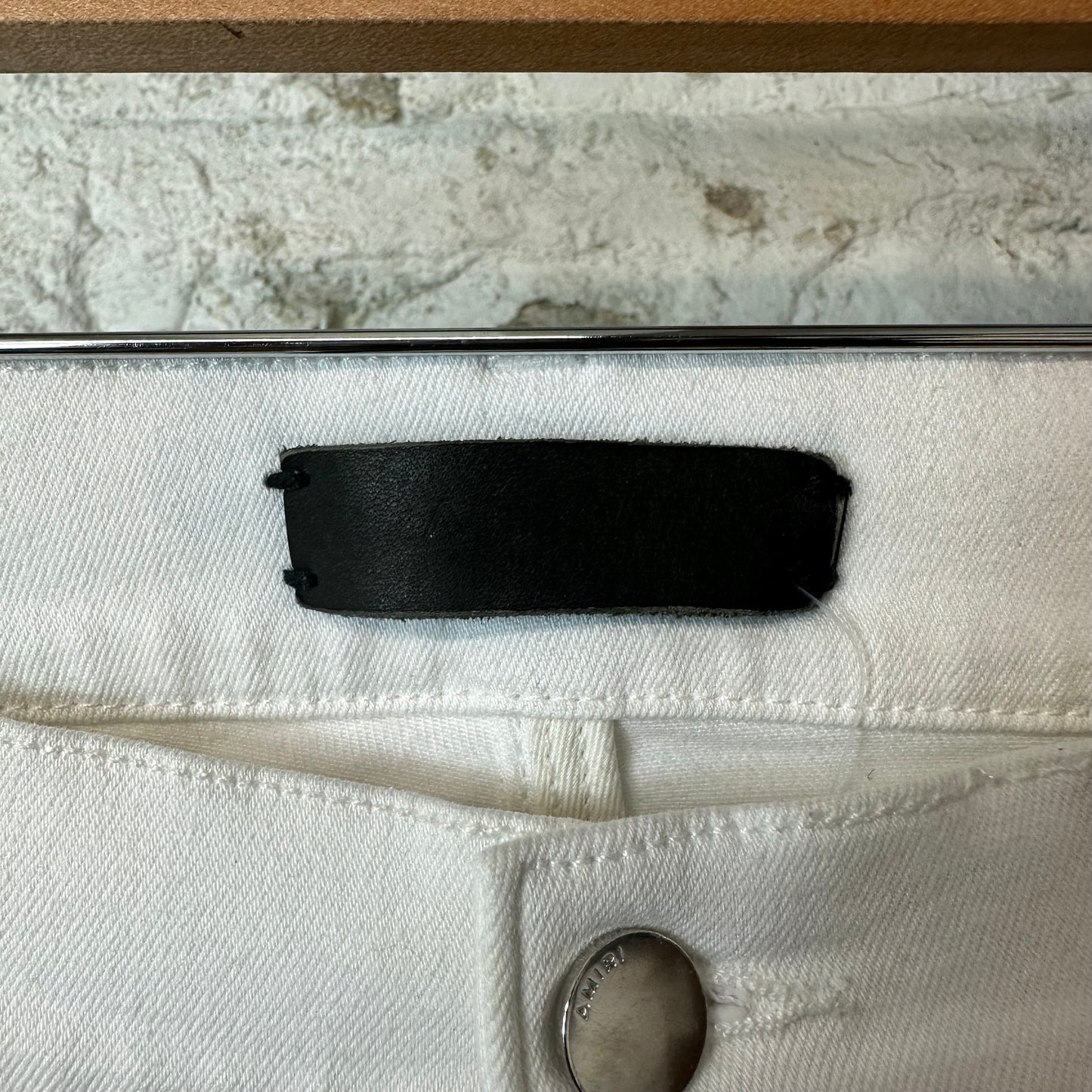 Amiri MX1 White Leather White Denim Jeans Sz 34