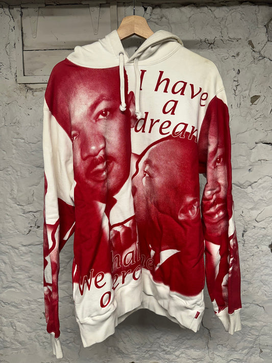 Supreme MLK Hoodie White Red Sz L