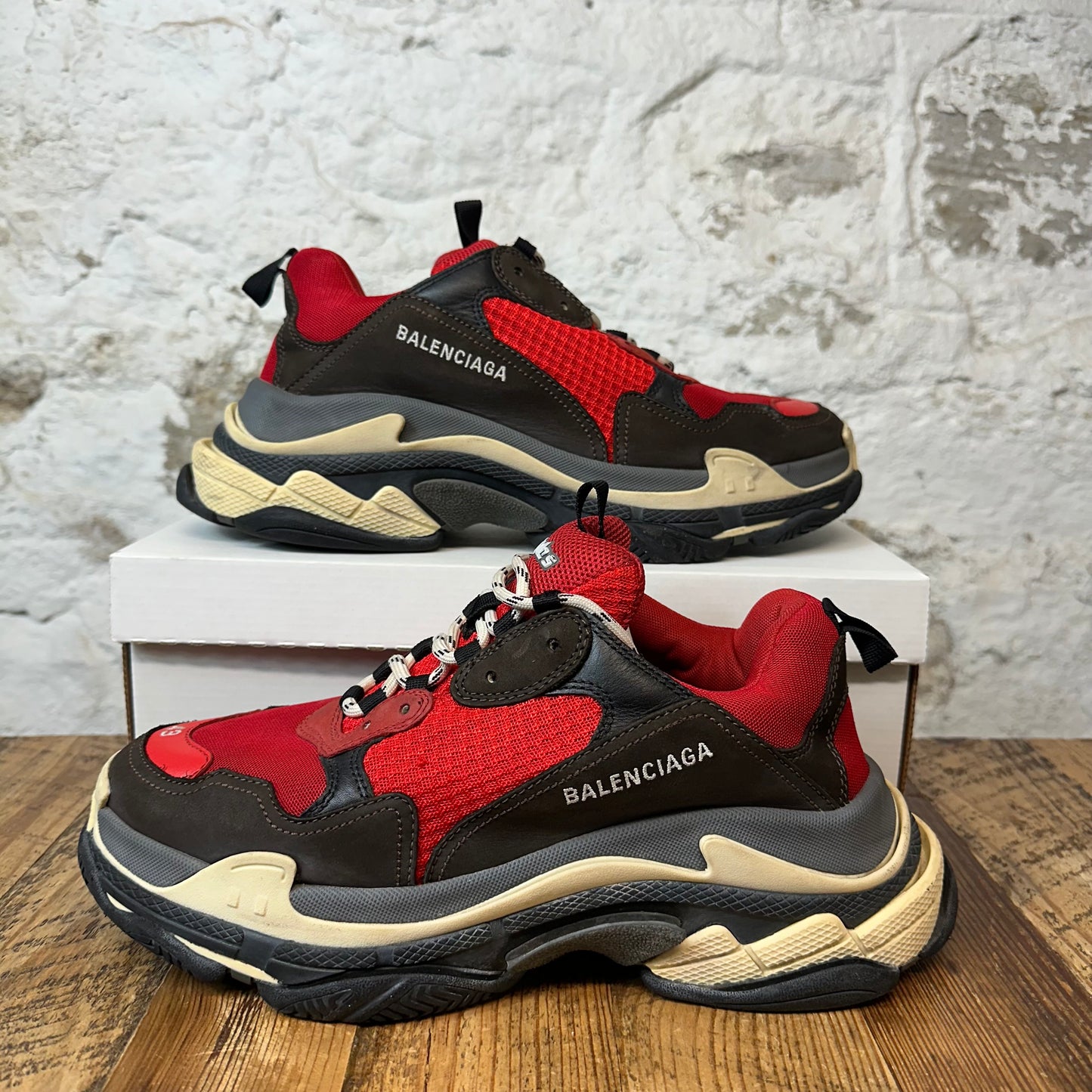 Balenciaga Triple S Red Black Gray Sz 10 (43) No Box