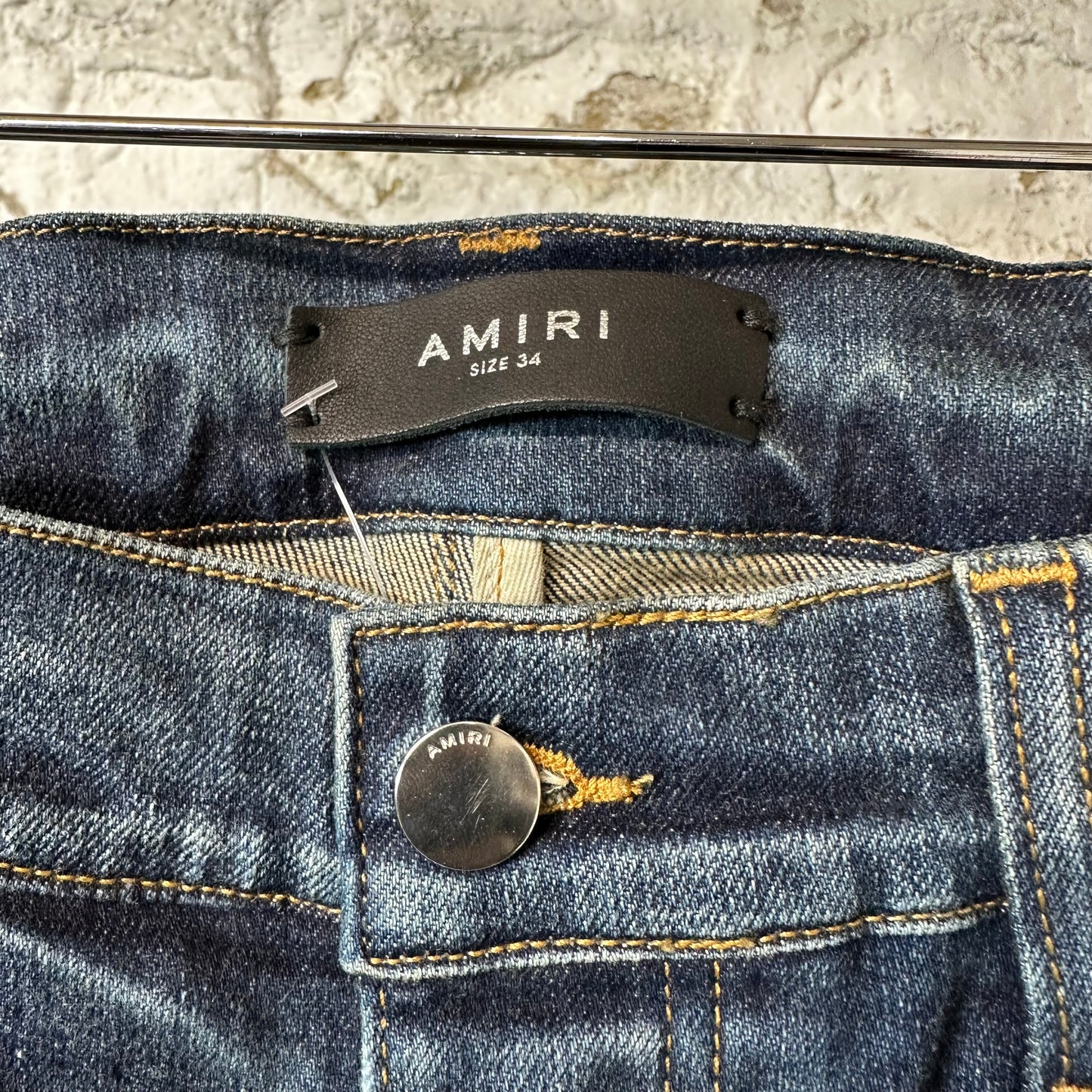 Amiri MX1 Blue Plaid Flannel Dark Blue Denim Jeans Sz 34