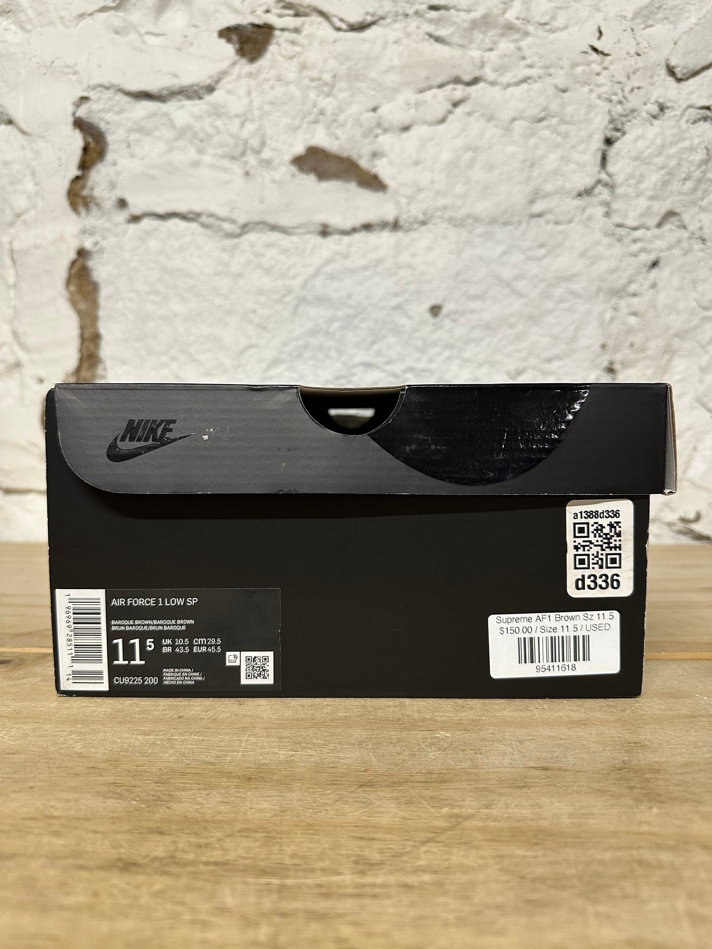 Nike Air Force 1 Low Supreme Baroque Brown Sz 11.5