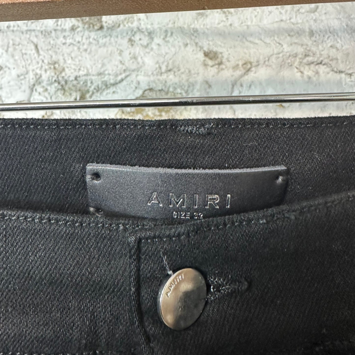Amiri MX1 Cheetah Print Black Denim Jeans Sz 32