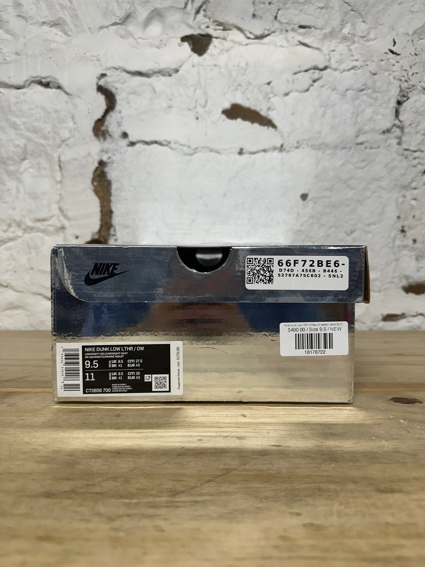 Nike Dunk Low Off-White University Gold Sz 9.5 DS