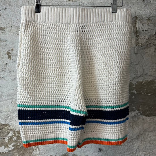Casablanca Crochet Striped White Shorts Sz S