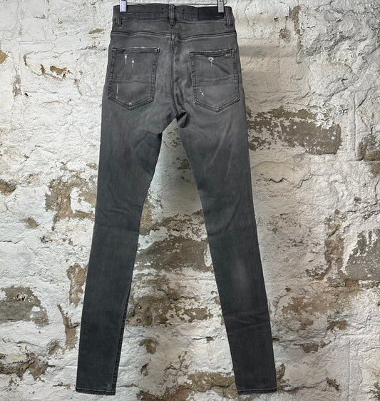 Amiri Knee Rip Plain Gray Denim Jeans Sz 28