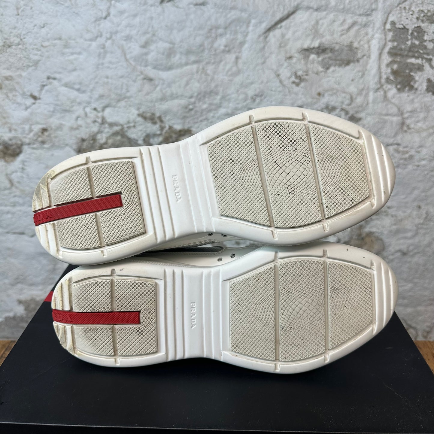 Prada Americas Cup White Patent Sneaker Sz 9.5