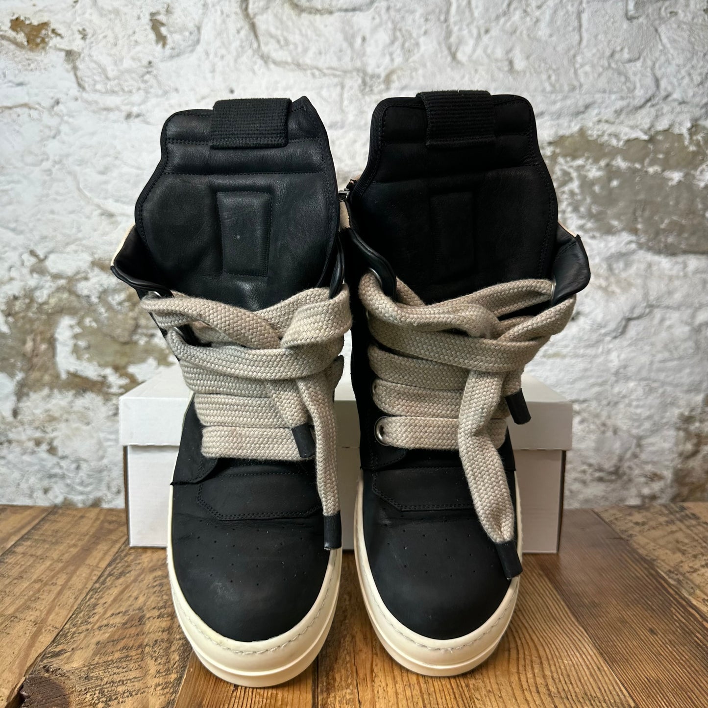 Rick Owens Jumbo Lace Geobasket Black Milk Sneaker Sz 9 (42)
