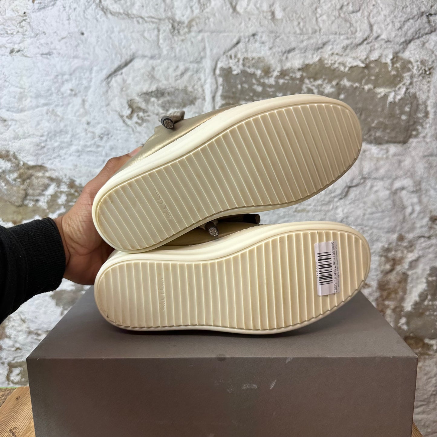 Rick Owens Jumbo Lace Puffer Gold Milk Sneaker Sz 7.5 (40.5)