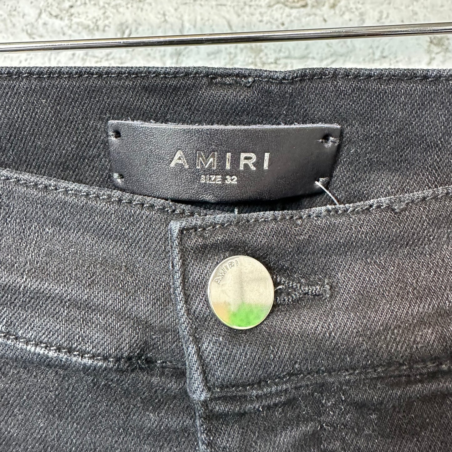 Amiri Blue Cobra Distressed Black Denim Jeans Sz 32