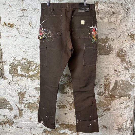 Gallery Department Brown Carpenter Flare Splatter Pants Sz 32