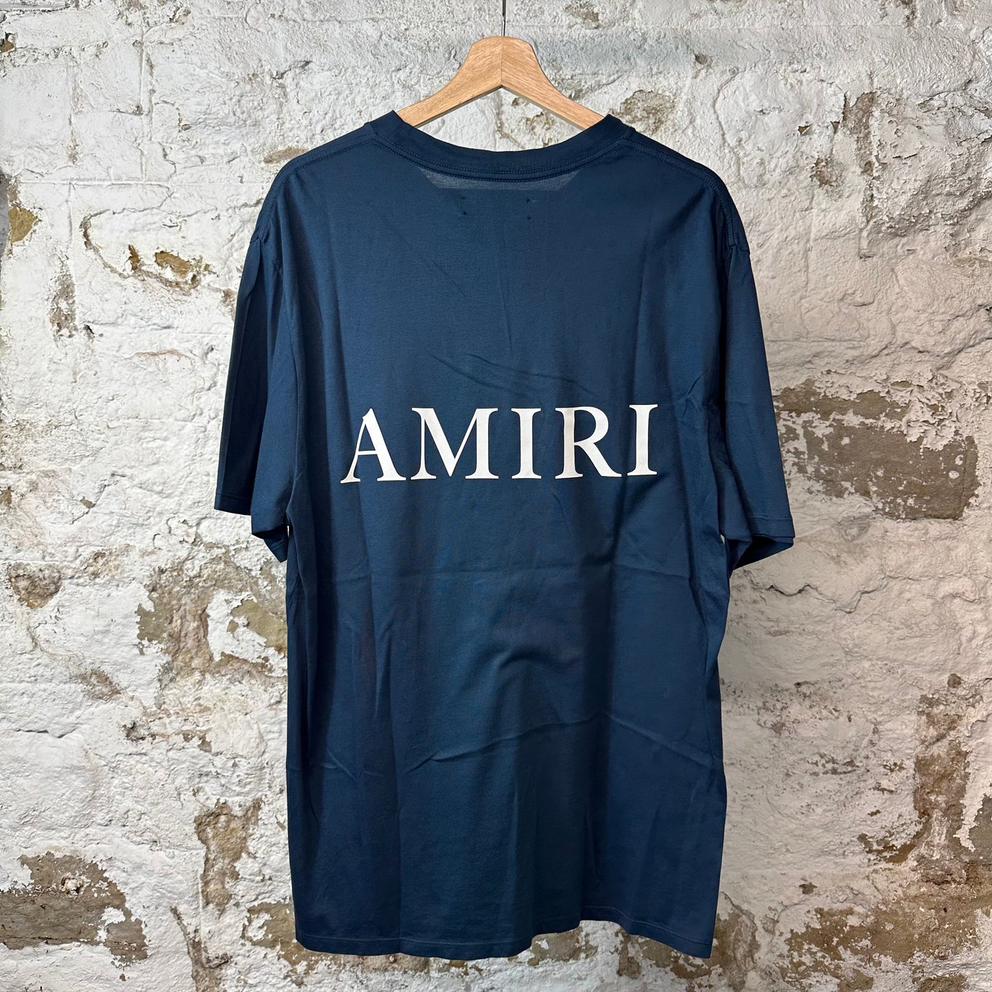 Amiri White AM Navy Blue T-shirt Sz L