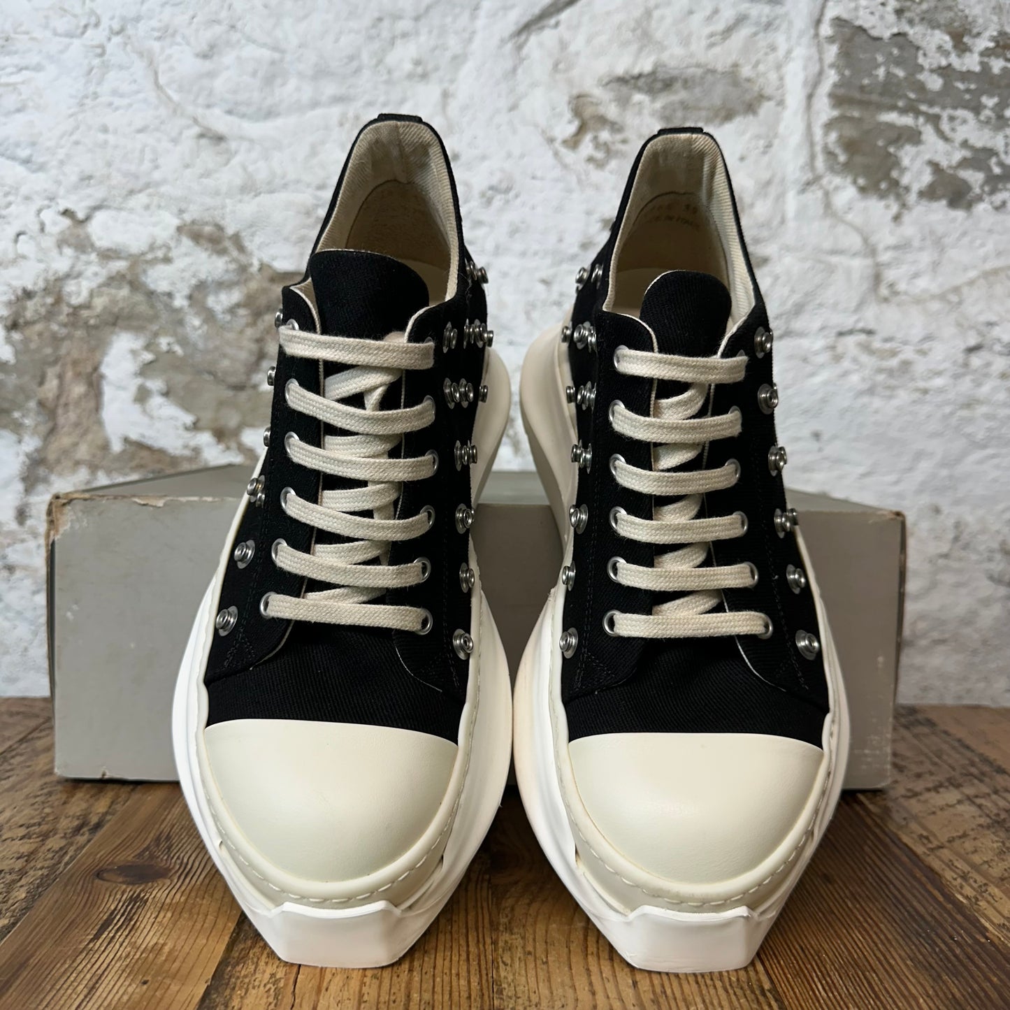 Rick Owens Abstract Studded Black Milk Sneaker Sz 6.5 (39)
