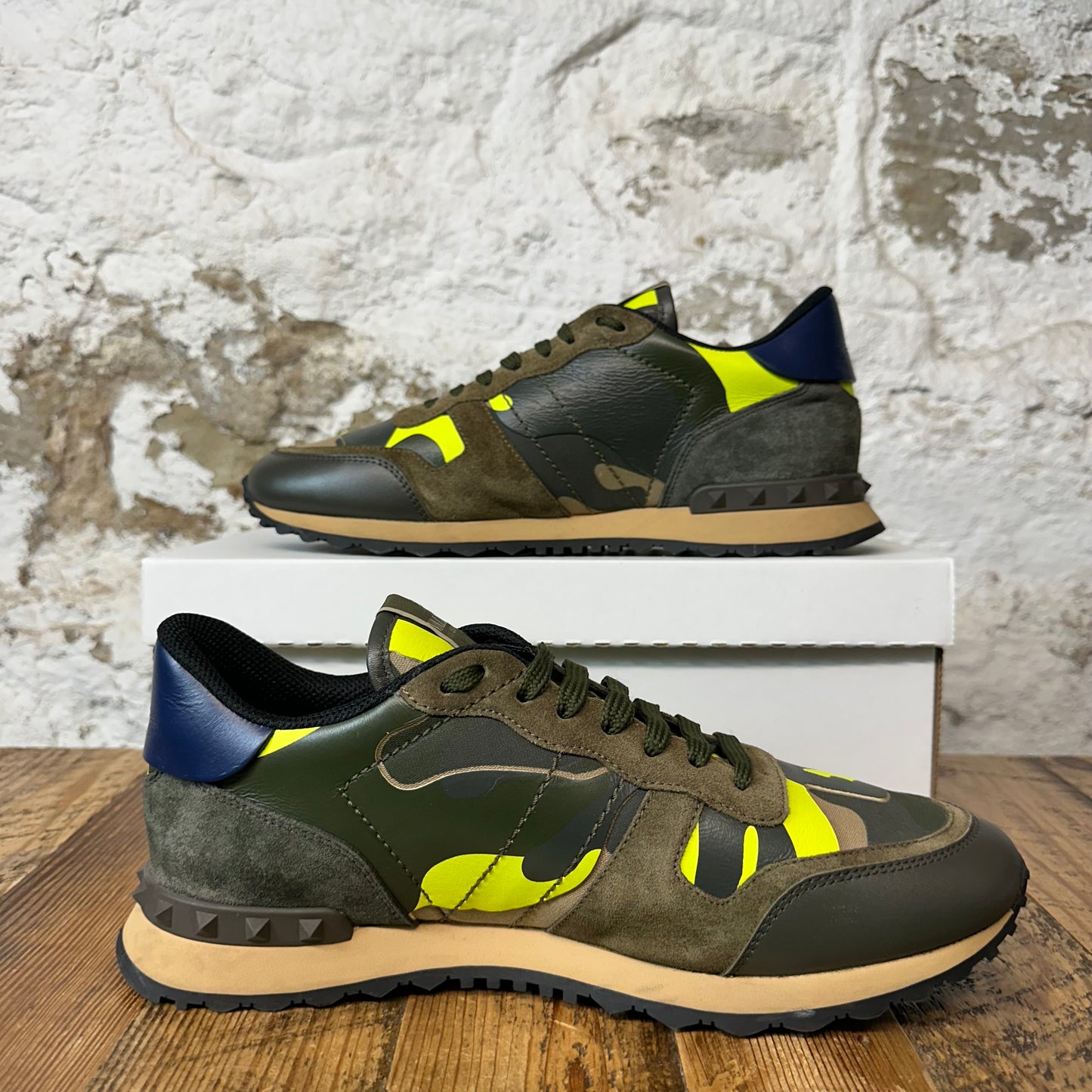 Valentino Green Yellow Camo Rock Runner Sneaker Sz 10 (43) No Box