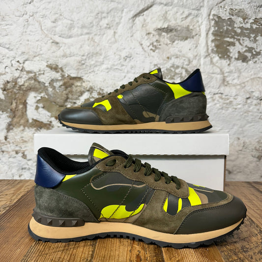 Valentino Green Yellow Camo Rock Runner Sneaker Sz 10 (43) No Box
